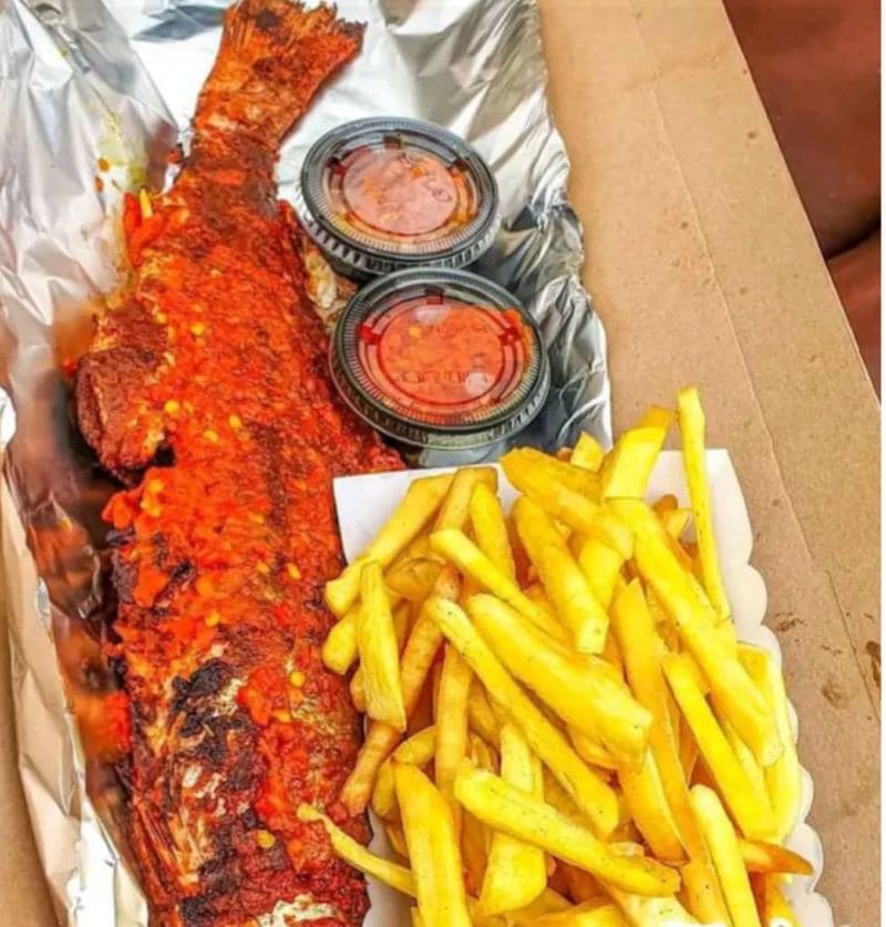 Grilled catfish and chips